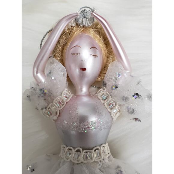 GORGEOUS Vintage Blown Glass Lady Blonde Hair BALLERINA Christmas ORNAMENT - Picture 3 of 7